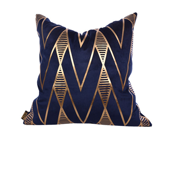 Luxury Velvet Throw Pillow Cover ( Blue & Gold Cushion Cover)