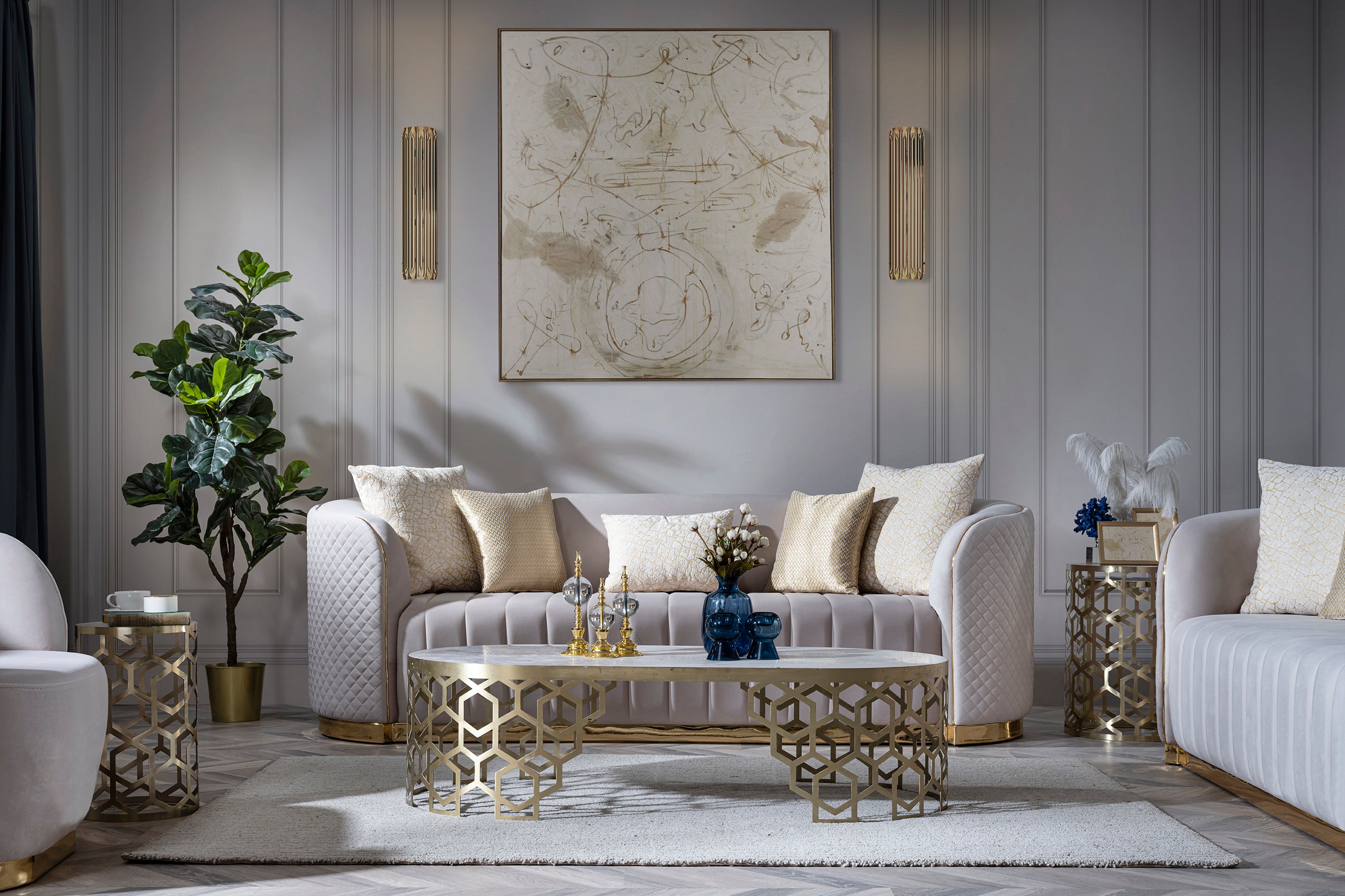 Gusto Sofa ( Max01 Cream/ Gold