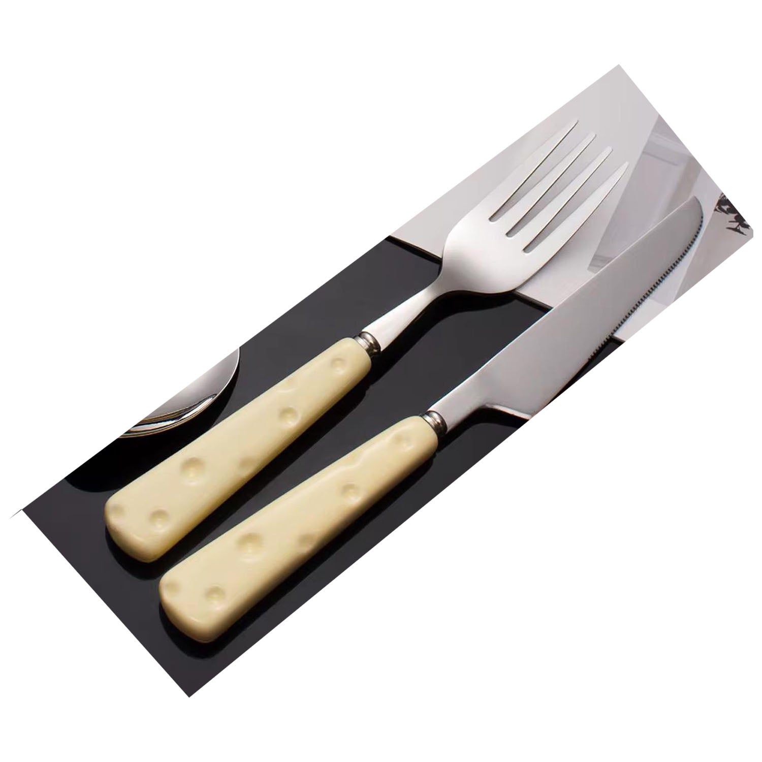 Ceramic Minimalist Milky Fruit Knife/Fork Set