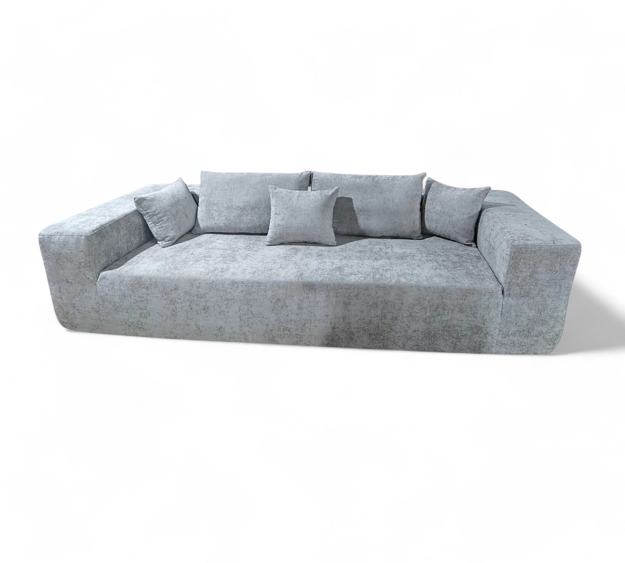 Modern Minimalist Compressor Sofa – Light Grey Chenille Elegance