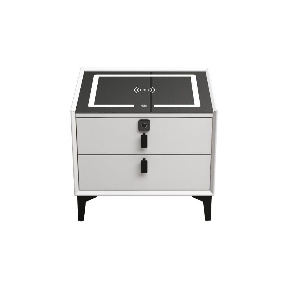 CA005-W- US-5 PVC Leather Smart Function Night Stand - GLARA HOME