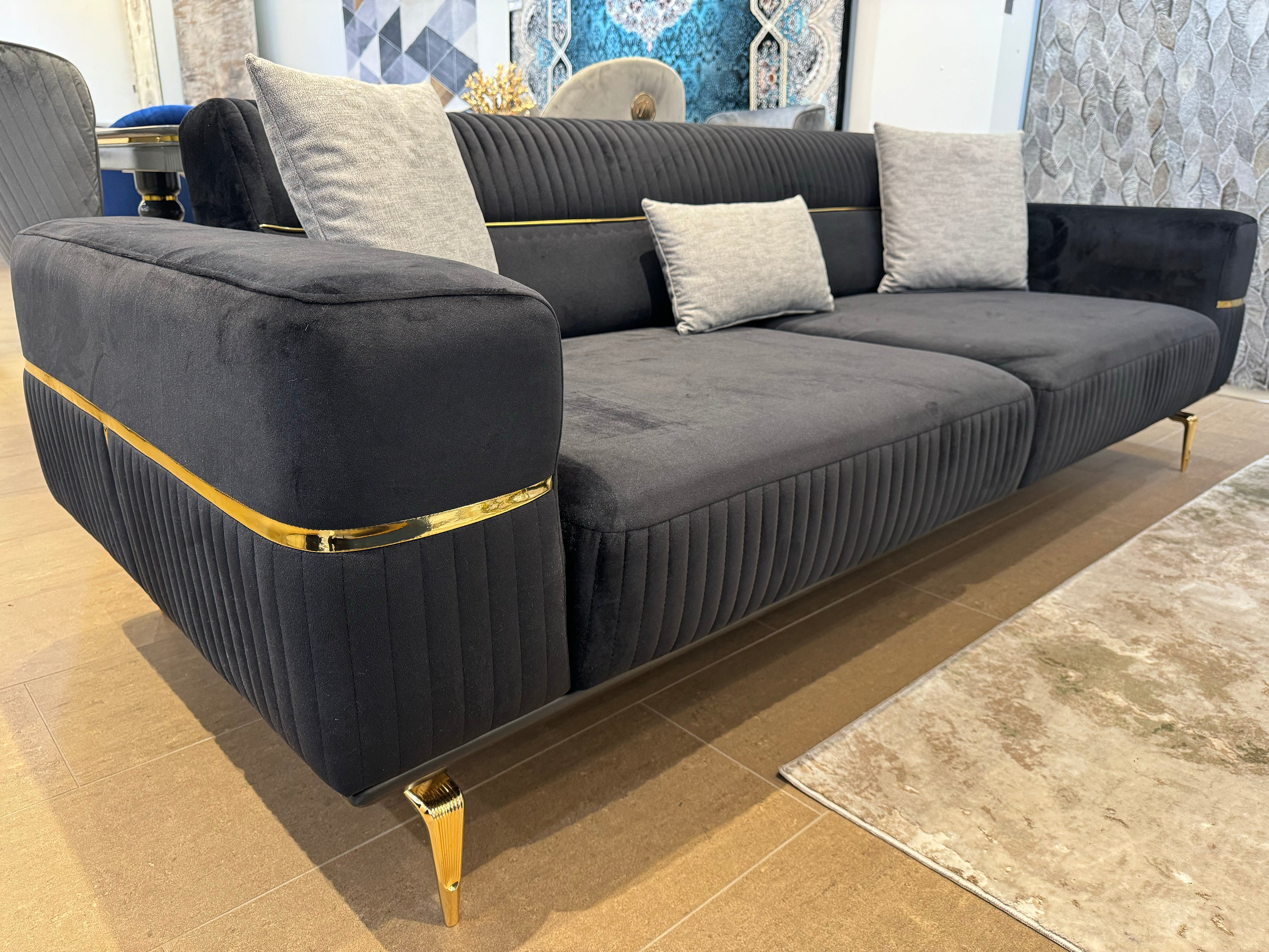 Boss Sofa ( Max23 Black/ Gold - GLARA HOME