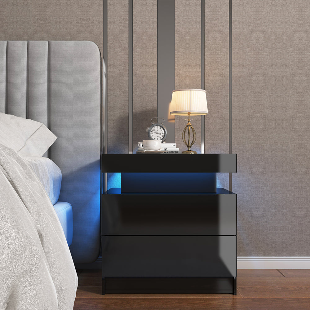 B003-B-US-2 Black High Glass Painting Smart Night Stand - GLARA HOME