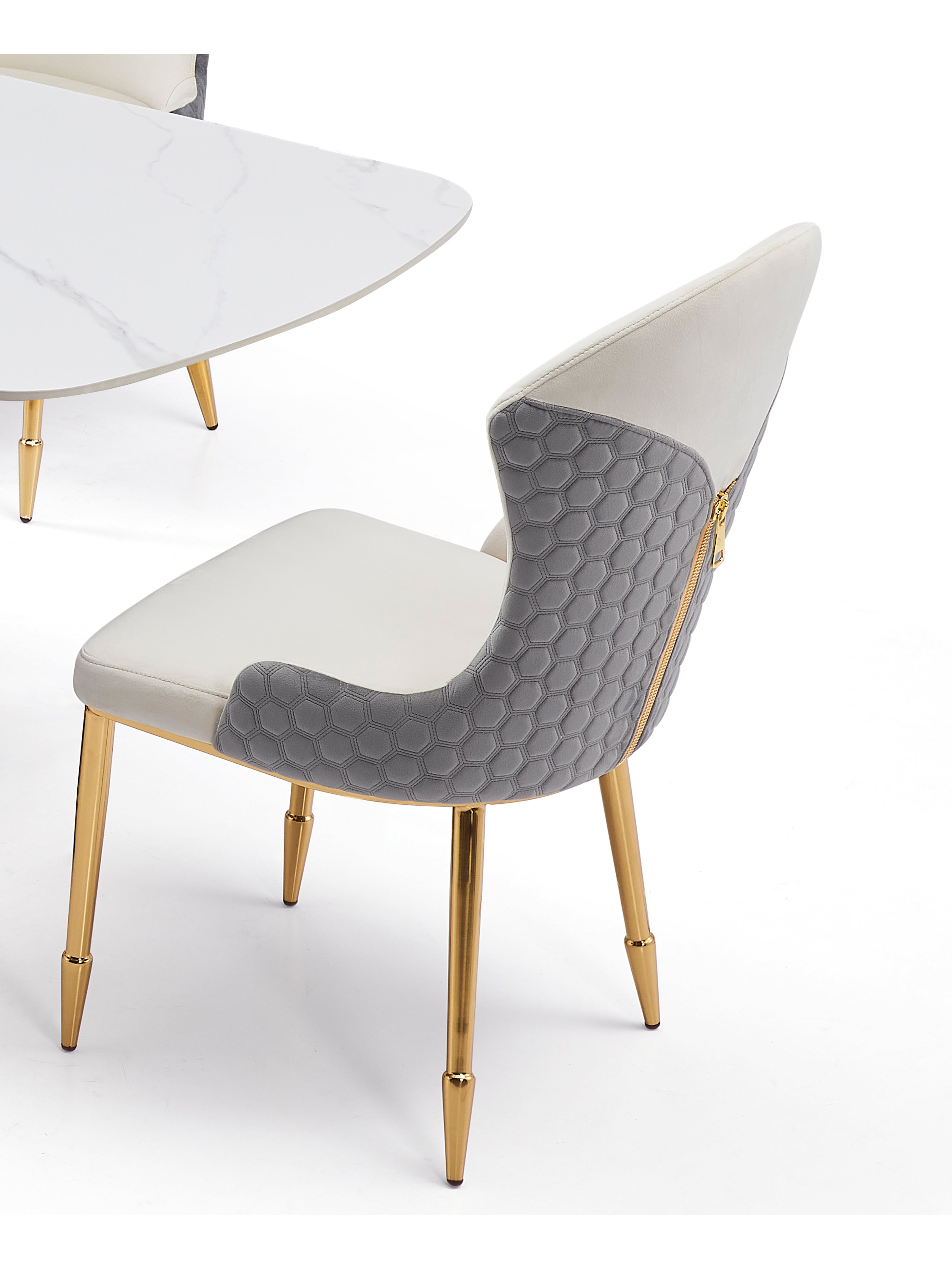 TY5 Dining Chair (Gold Cream+Grey)