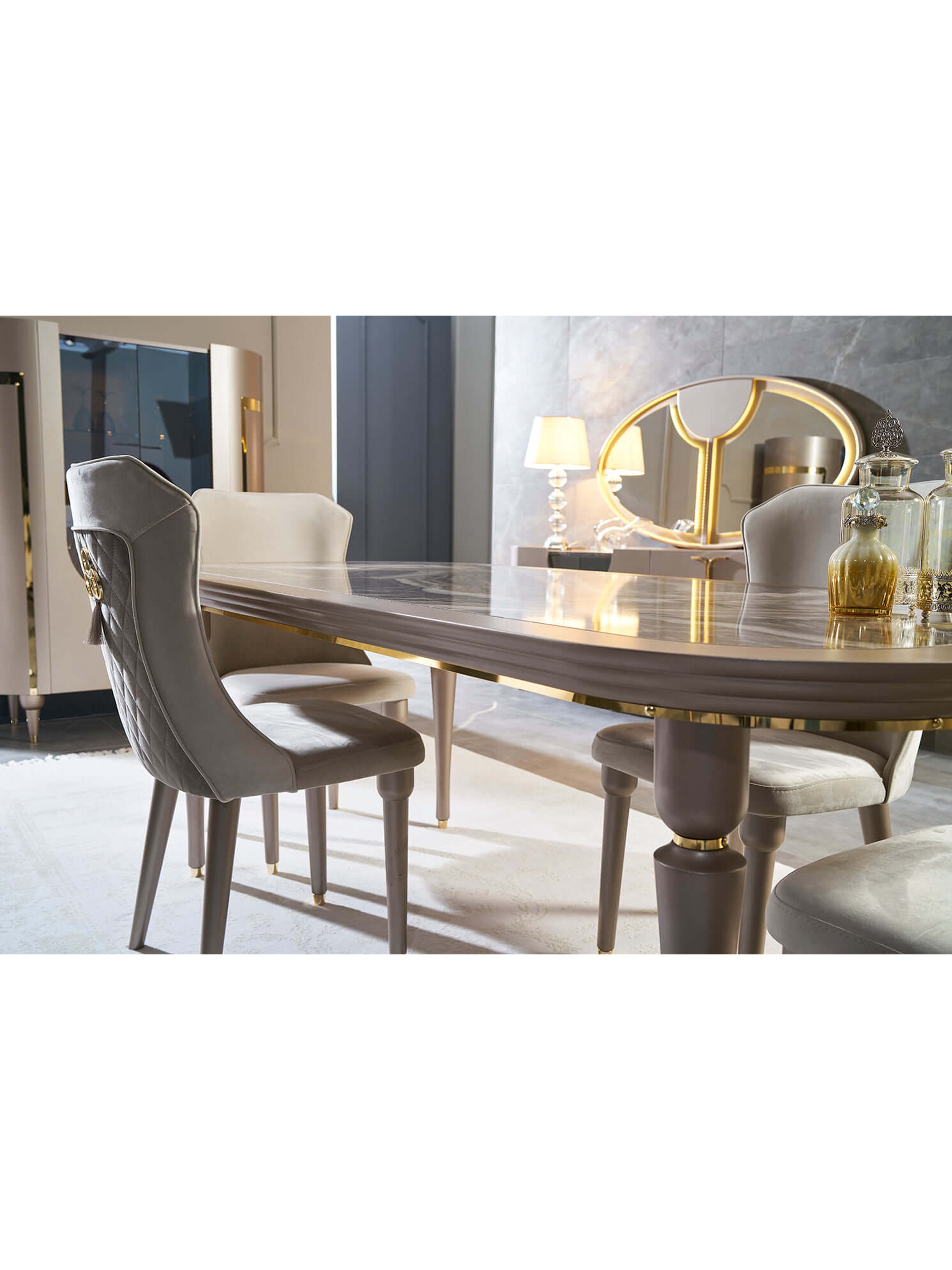 Arya Gold Dining Table (Gold ) - GLARA HOME