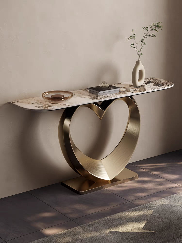 AWX016 Marble Slate Heart Shape Console Table - GLARA HOME