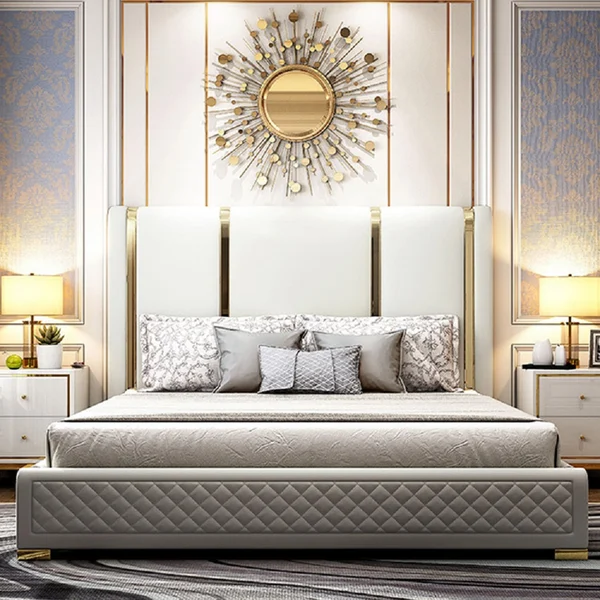 AWX003 Velvet/ Gold Bed Frame - GLARA HOME