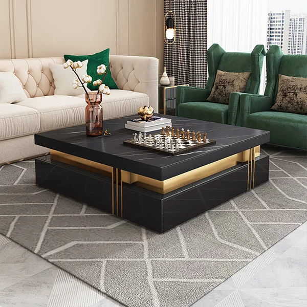 EAWX021 Albali White / Gold Coffee Table - GLARA HOME