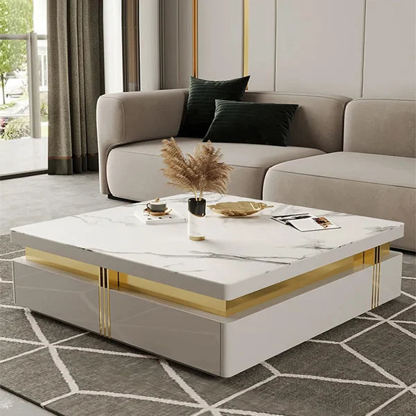 EAWX021 Albali White / Gold Coffee Table - GLARA HOME