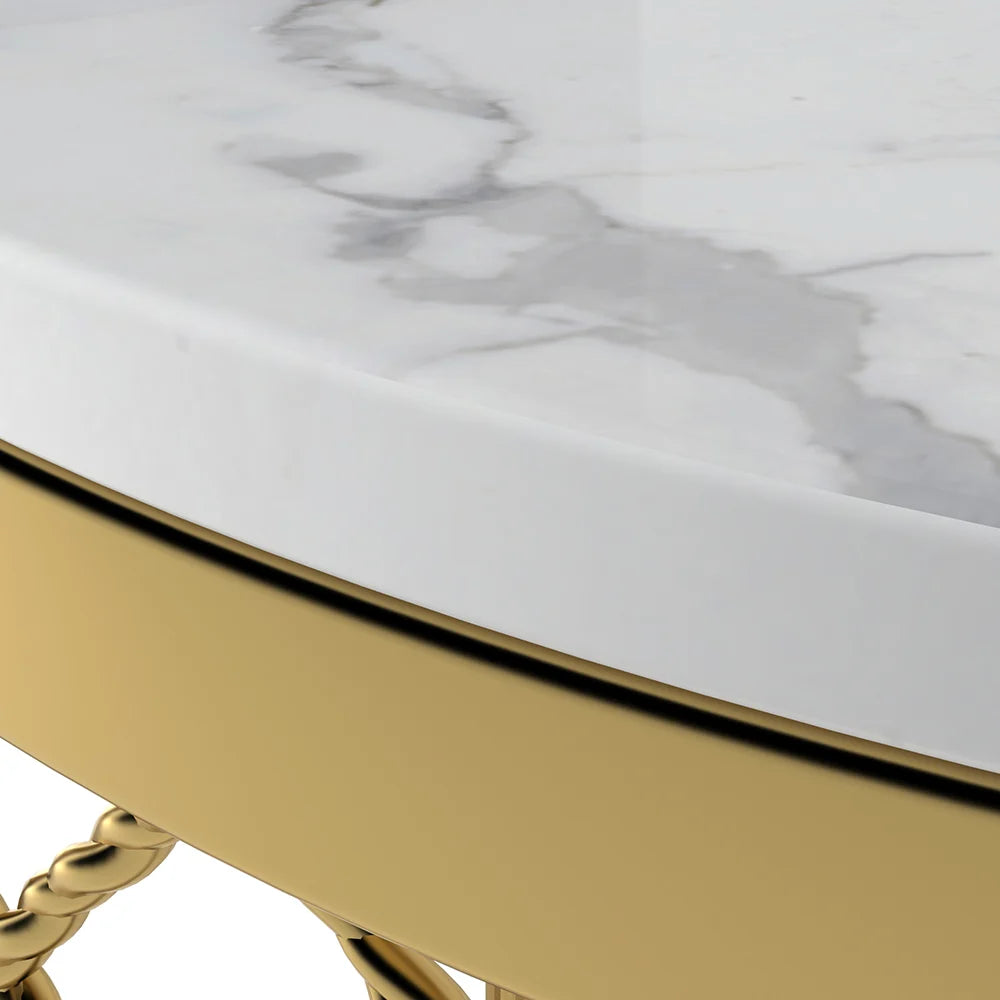 2312EAWX033 Marble Gold Side Table - GLARA HOME