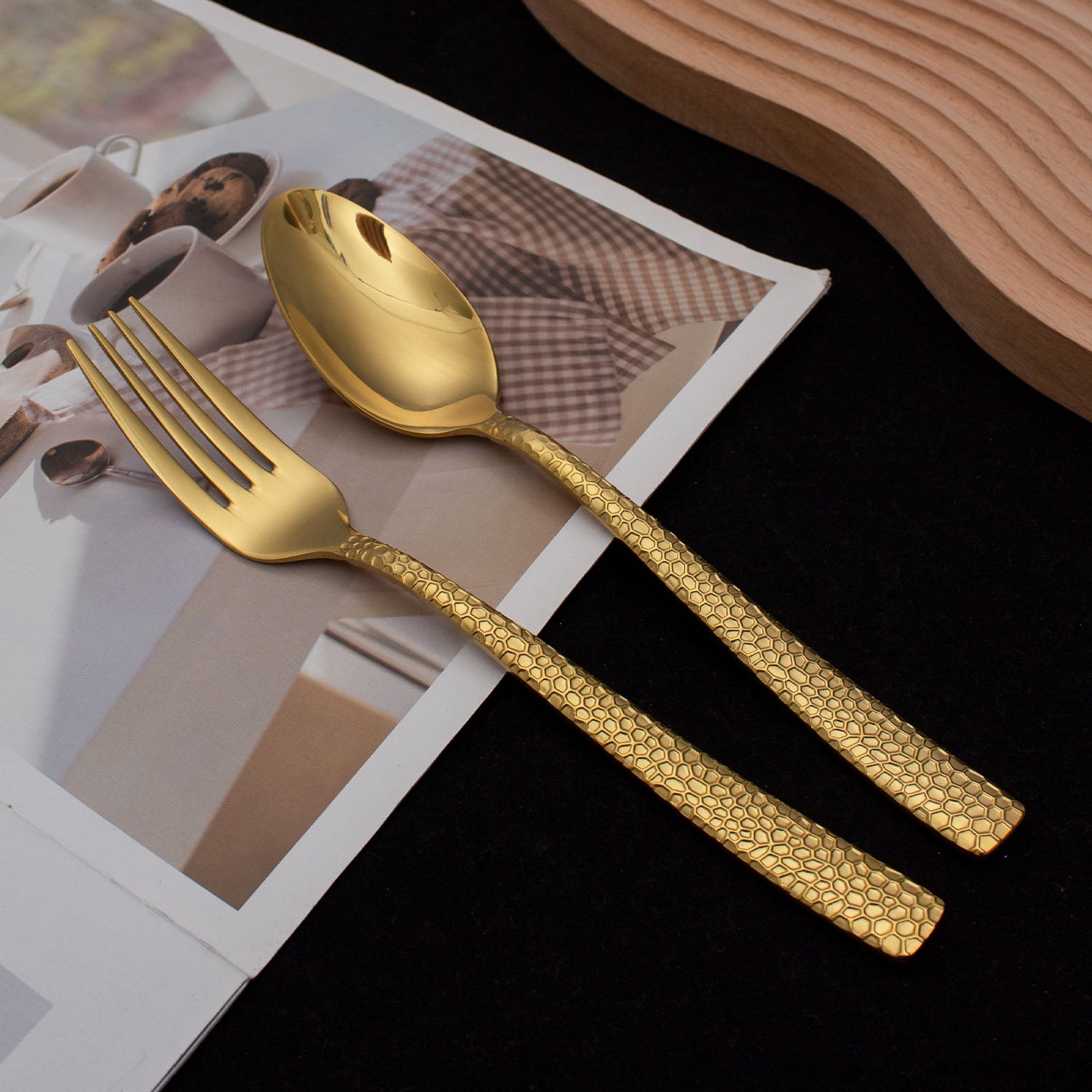 Honey Comb Silver/ Gold Spoon & Forks