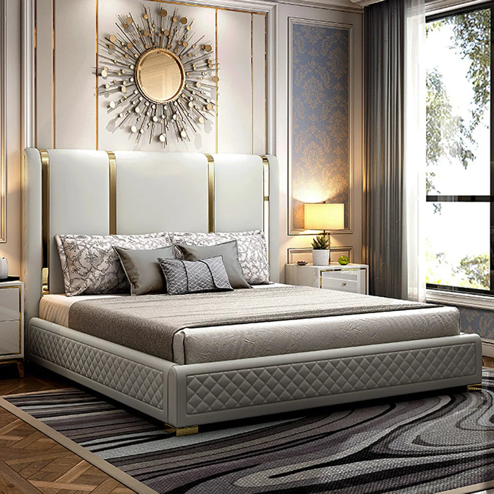 AWX003 Velvet/ Gold Bed Frame - GLARA HOME