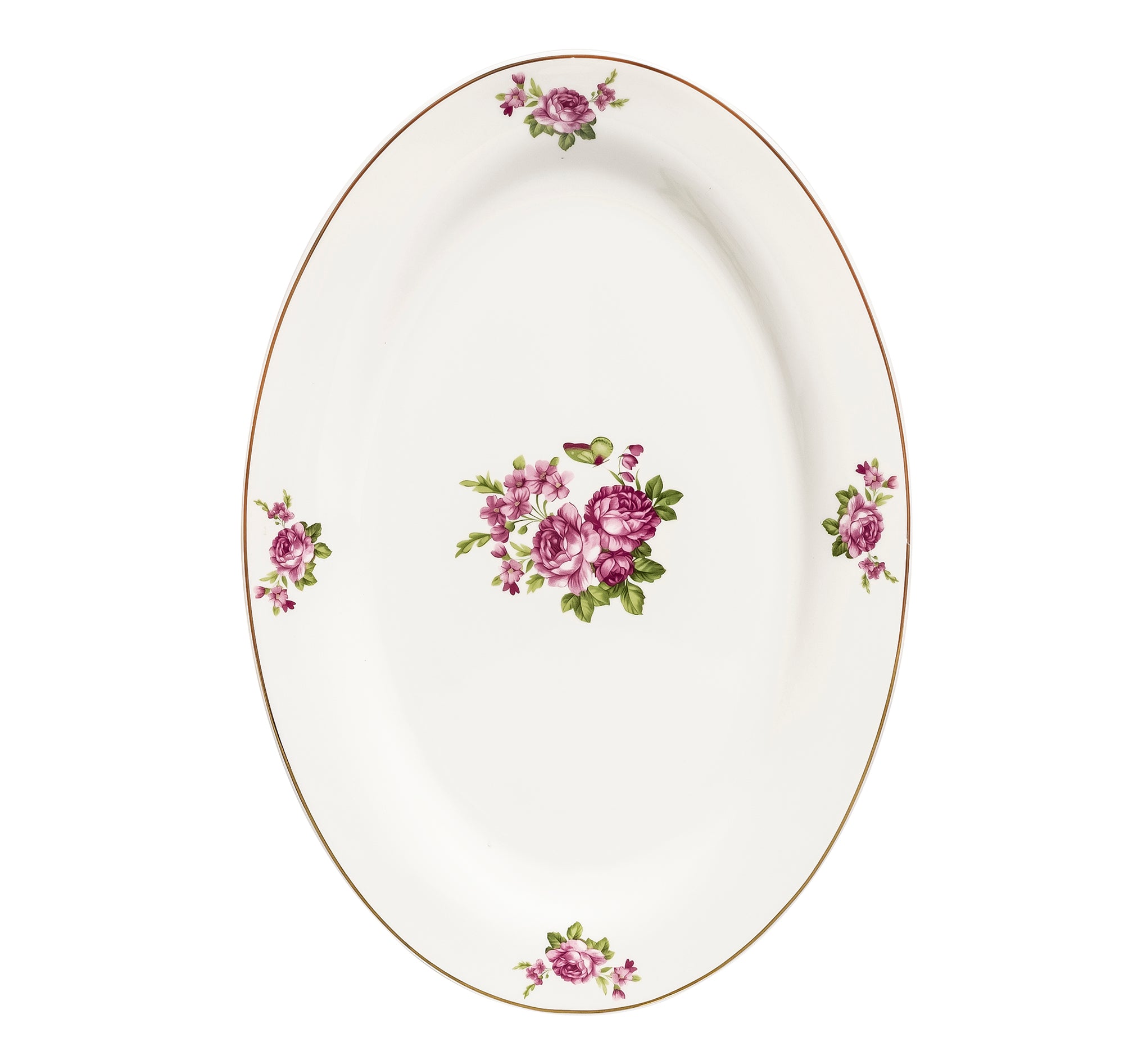 Vintage Rose 26-Piece Bone China Dinner Set – Elegant Floral Design with Gold Rim (SD-265)