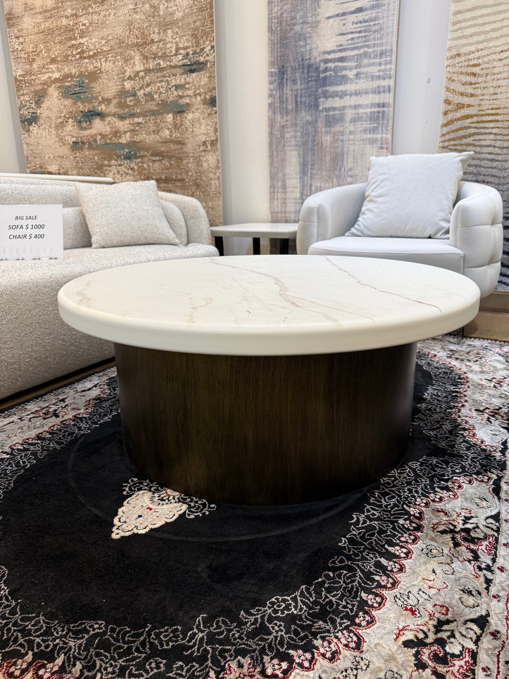 Tokyo Modern Marble Top Round Coffee Table