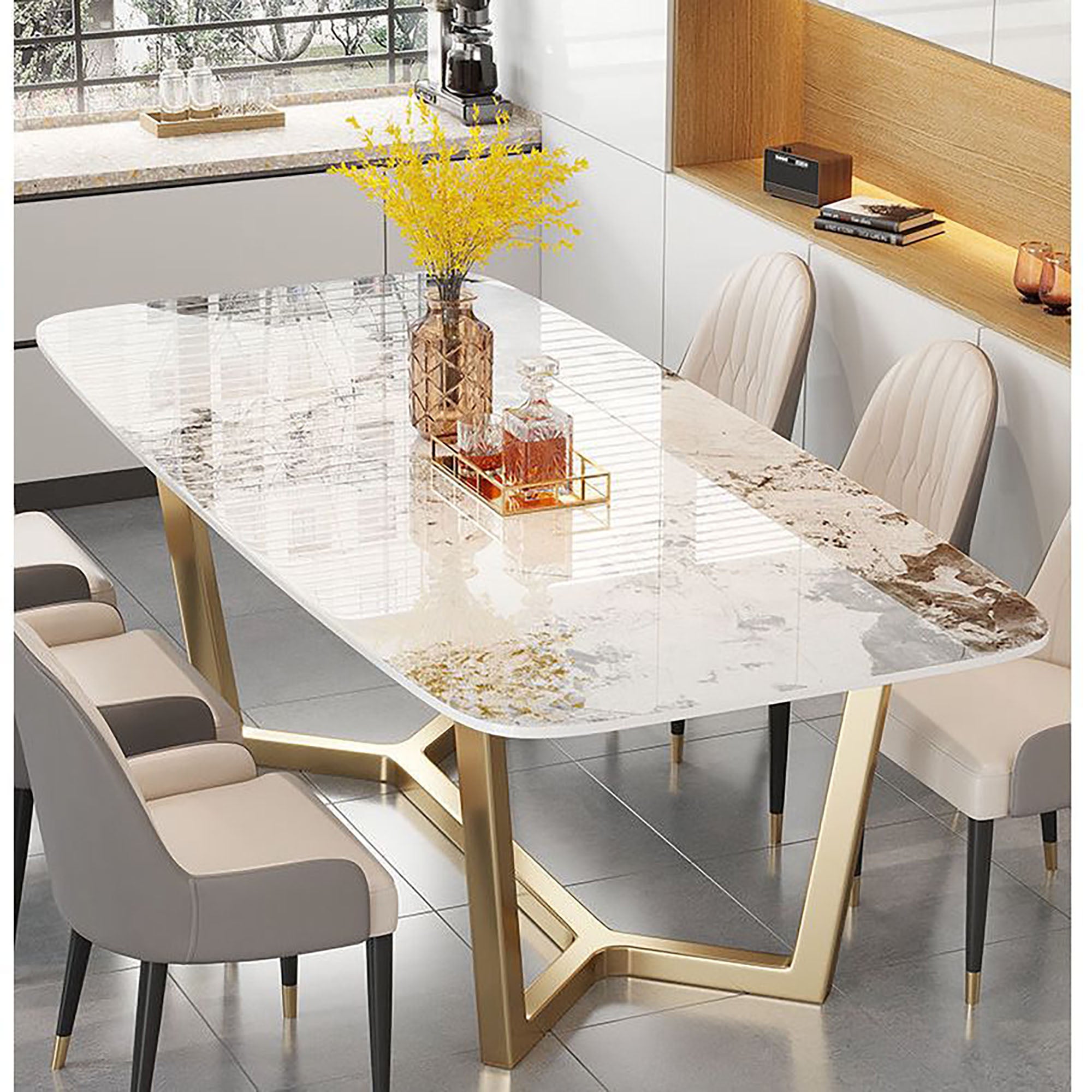 Ophelia Gold Marble Dining Table