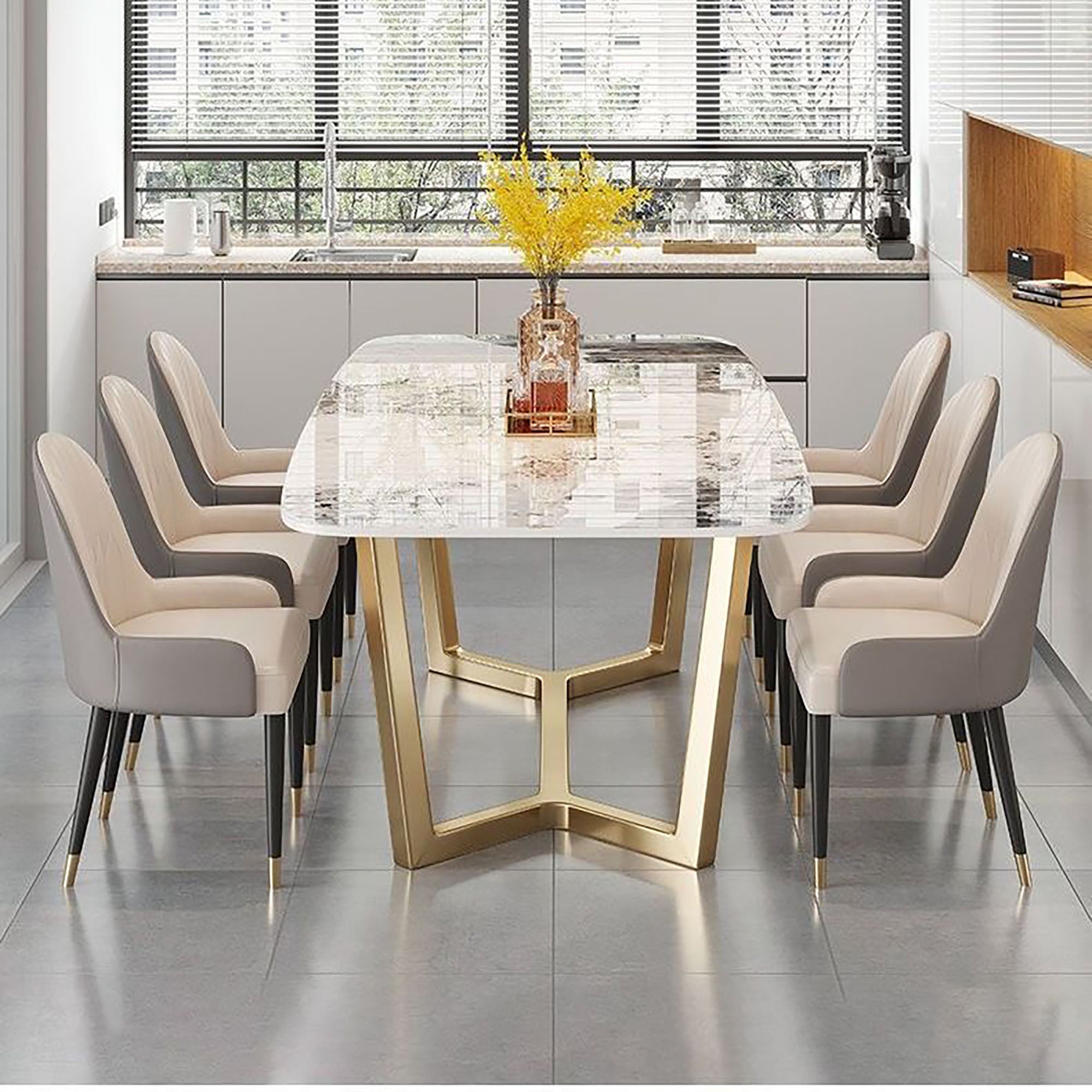 Ophelia Gold Marble Dining Table