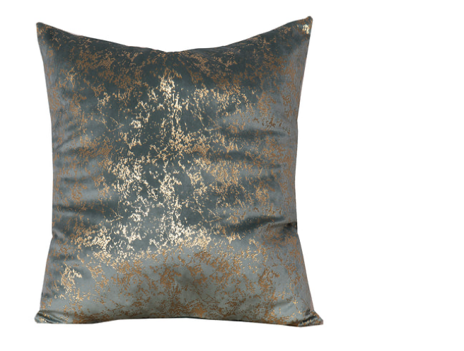 Green Velvet Gold Accent Throw Pillow Cover