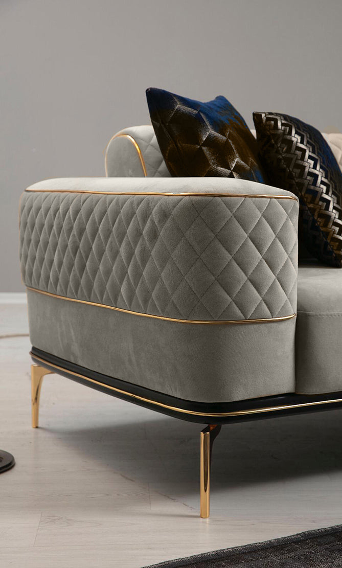 Casa Sofa  ( Max17 Grey/ Gold  )