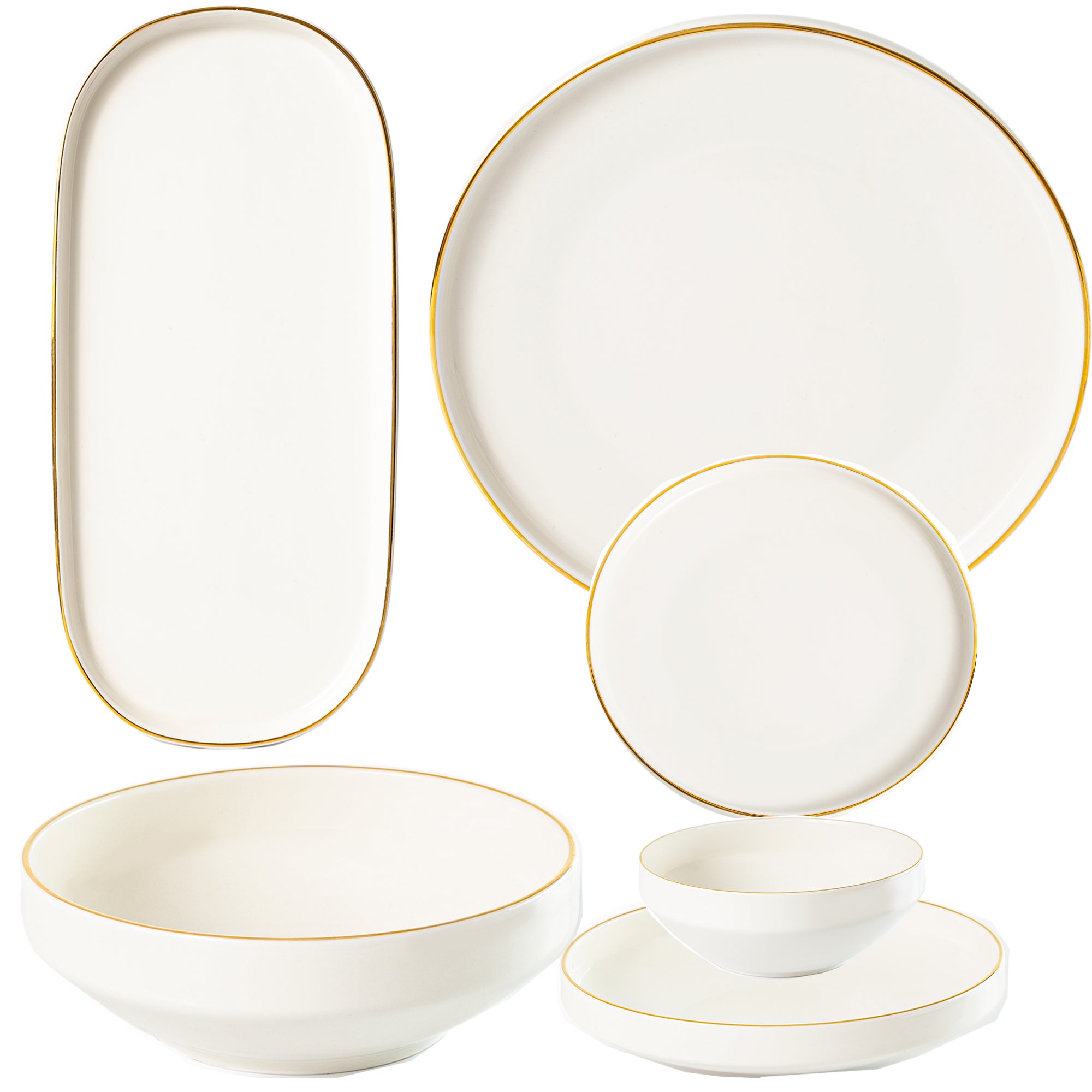 26-Pieces New Bone China Dinner Set with Gold Rim (SD-263)