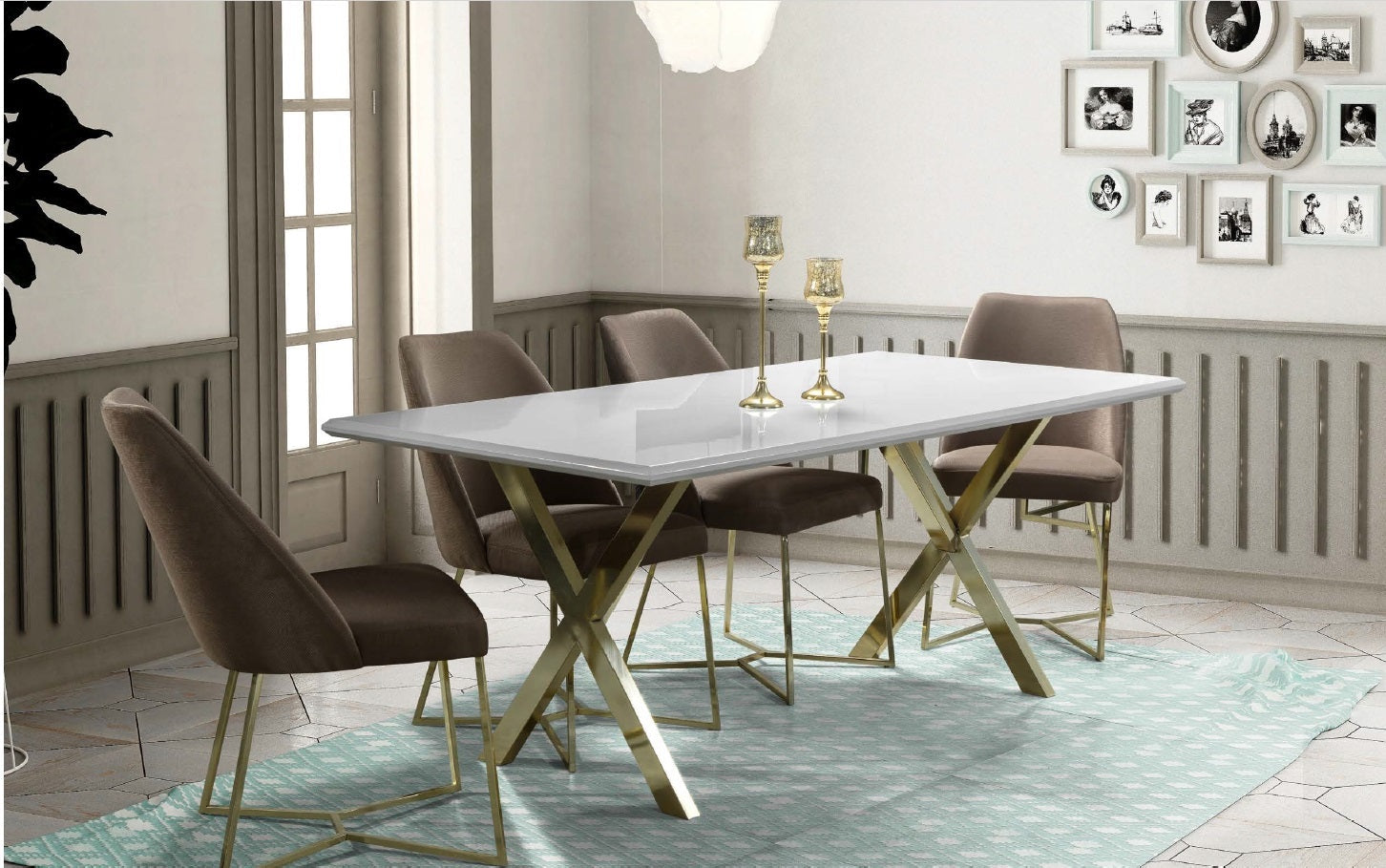 Magnum Dining table ( White/ Gold )
