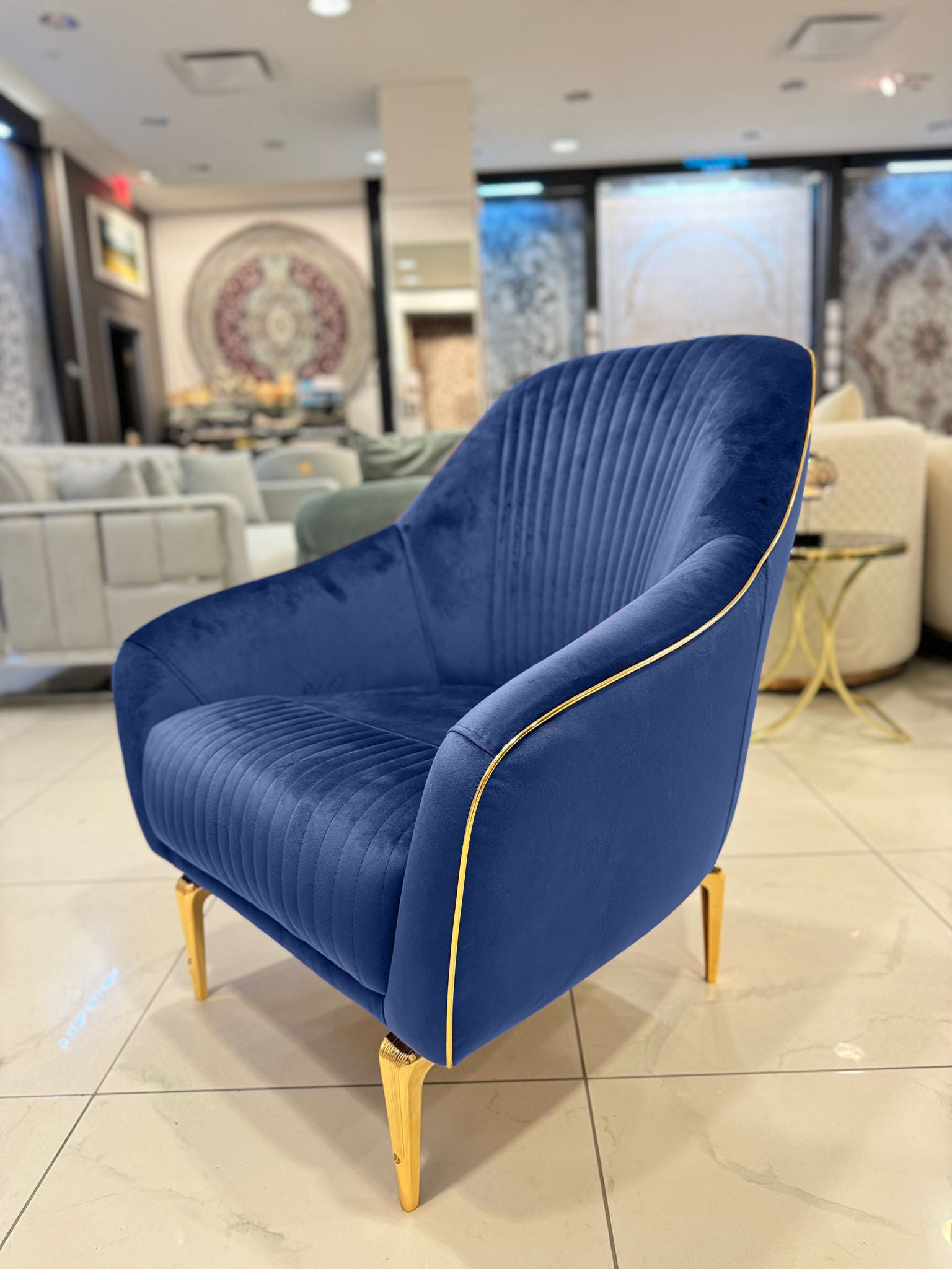 Boss Sofa ( Max24 Navy/ Gold