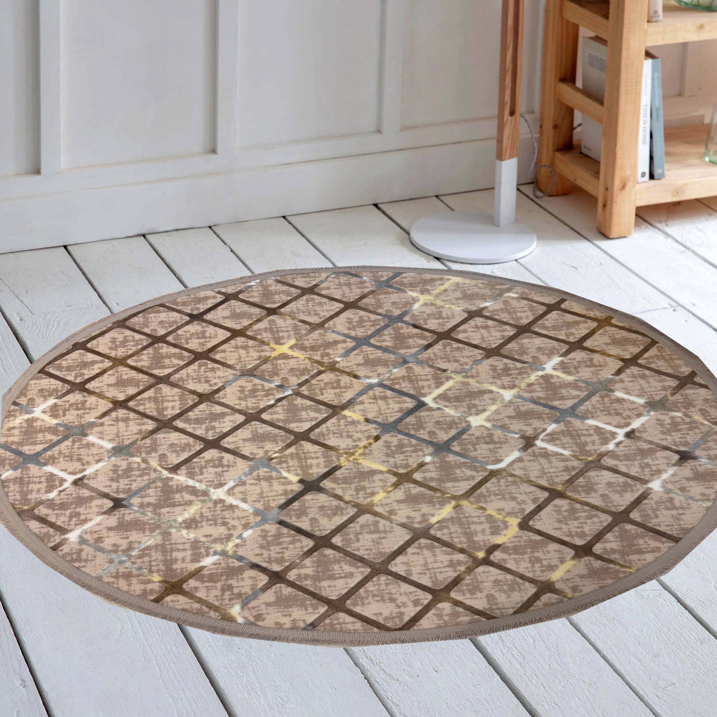 Lux Modern Beige Gold Round Rug