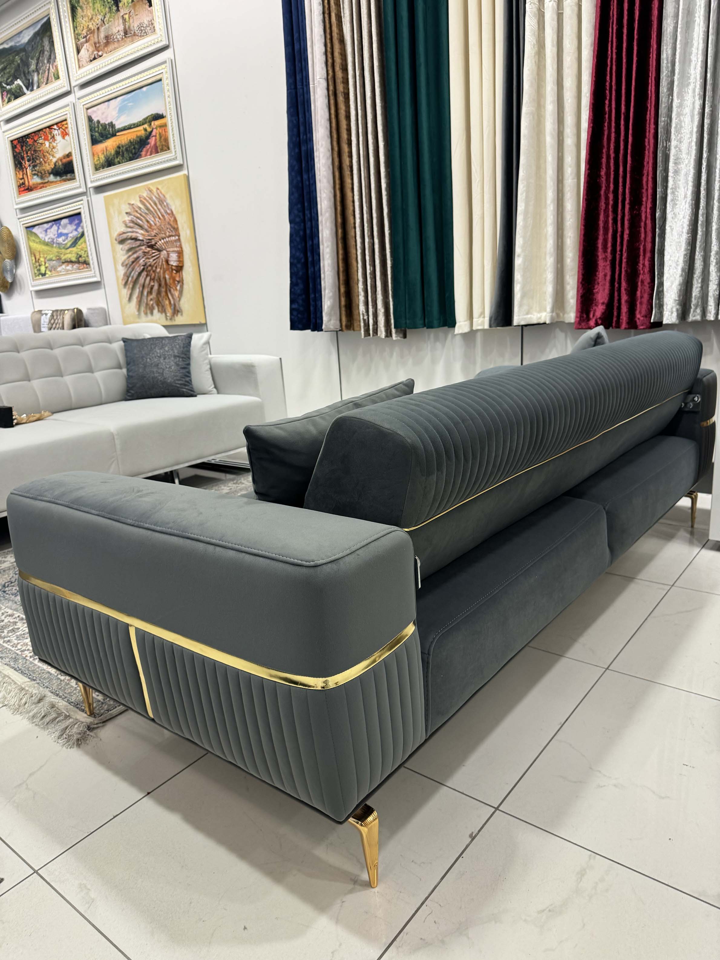 Boss Sofa ( Max18 Grey/ Gold )