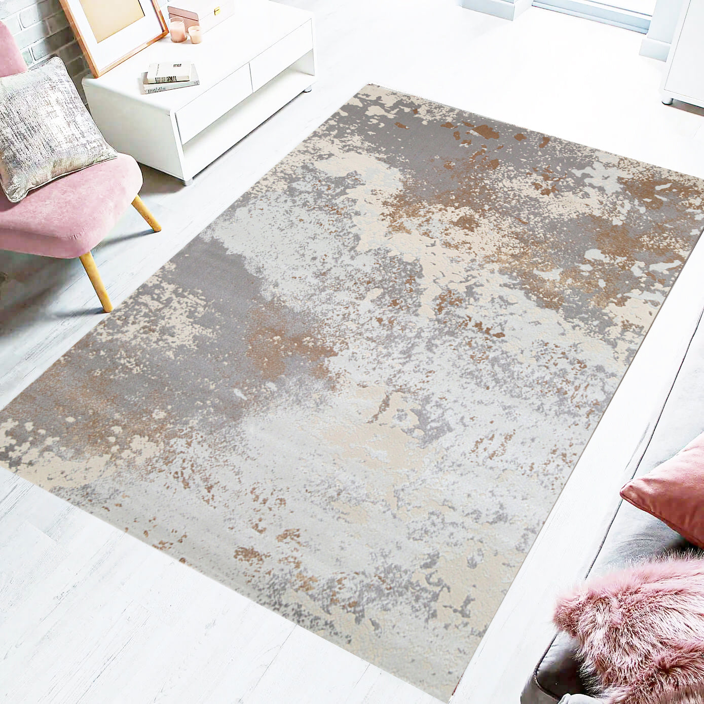 Sandstone Splatter Abstract Area Rug